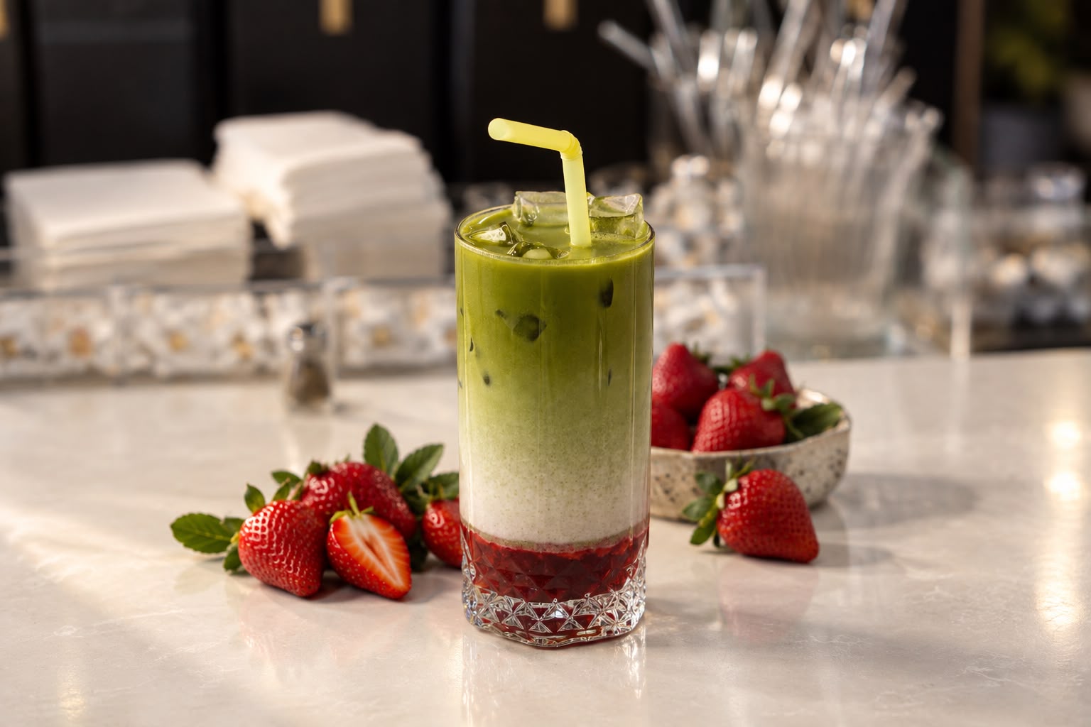 ICED STRAWBERRY MATCHA LATTE